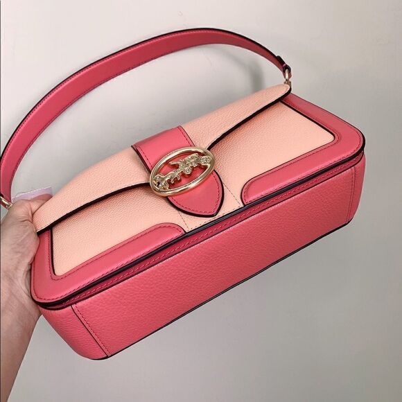 New Coach Genuine Leather Shoulder Bag In Colorblock - Picture 11 of 16